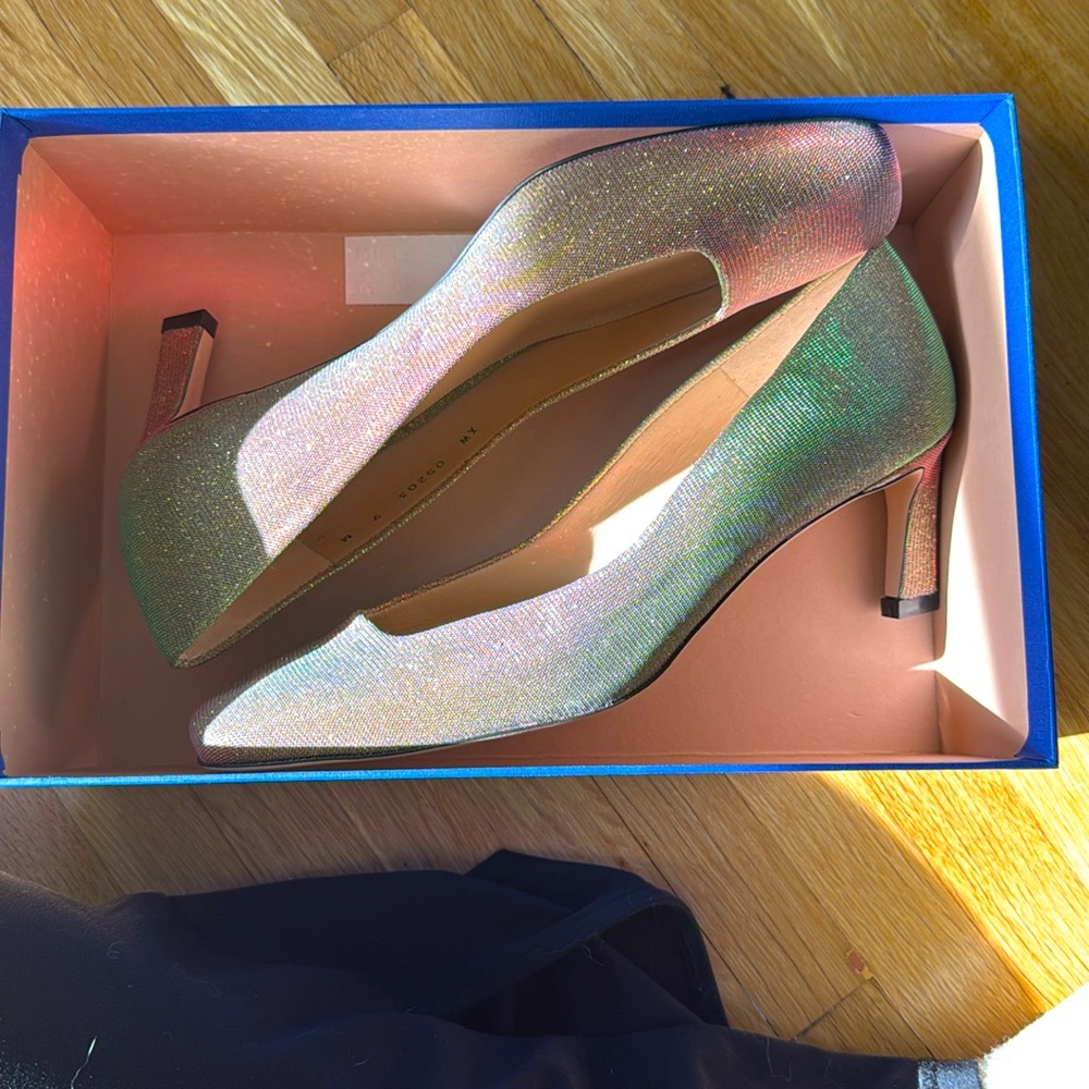 Multicolor Gold/Pink/Green Metallic Stuart Weitzman Heels